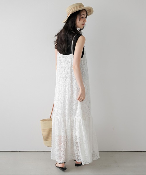 AMELY(エミリー)の「総レースキャミソールワンピース(ワンピース・レディース・ホワイト/ブラック・フリー)」の5枚目の写真