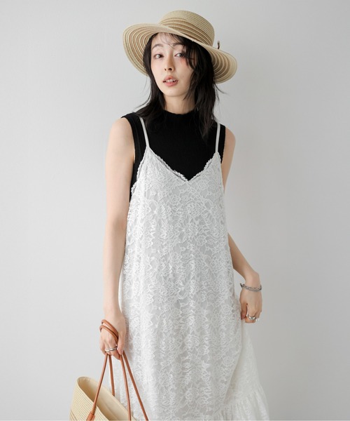 AMELY(エミリー)の「総レースキャミソールワンピース(ワンピース・レディース・ホワイト/ブラック・フリー)」の8枚目の写真
