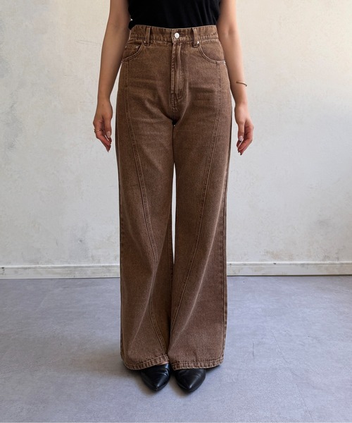 Thevon(ゼボン)の「カラーデニムフレアパンツ(デニムパンツ・レディース・イエロー/ブラウン/オフホワイト・M/S/PS)」の12枚目の写真
