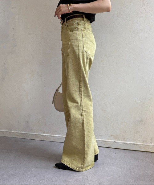 Thevon(ゼボン)の「カラーデニムフレアパンツ(デニムパンツ・レディース・イエロー/ブラウン/オフホワイト・M/S/PS)」の15枚目の写真