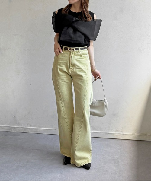 Thevon(ゼボン)の「カラーデニムフレアパンツ(デニムパンツ・レディース・イエロー/ブラウン/オフホワイト・M/S/PS)」の18枚目の写真