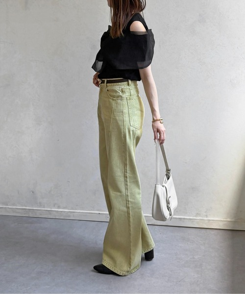 Thevon(ゼボン)の「カラーデニムフレアパンツ(デニムパンツ・レディース・イエロー/ブラウン/オフホワイト・M/S/PS)」の19枚目の写真