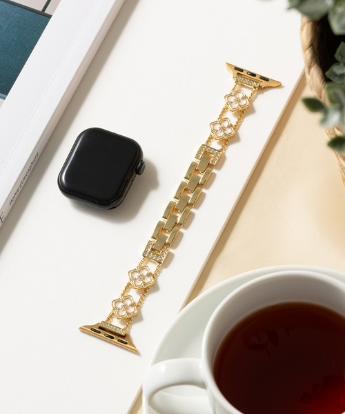emonique(エモニーク)の「合金 花柄 アップルウォッチバンド Apple Watch バンド【38mm/40mm/41mm 対応】(デジタル腕時計・レディース・ピンクゴールド/ゴールド系1/ホワイト/ゴールド系/シルバー系1/シルバー系・38)」の6枚目の写真
