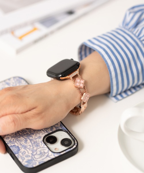 emonique(エモニーク)の「合金 花柄 アップルウォッチバンド Apple Watch バンド【38mm/40mm/41mm 対応】(デジタル腕時計・レディース・ピンクゴールド/ゴールド系1/ホワイト/ゴールド系/シルバー系1/シルバー系・38)」の4枚目の写真