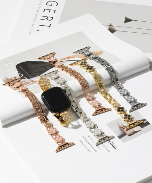 emonique(エモニーク)の「合金 花柄 アップルウォッチバンド Apple Watch バンド【38mm/40mm/41mm 対応】(デジタル腕時計・レディース・ピンクゴールド/ゴールド系1/ホワイト/ゴールド系/シルバー系1/シルバー系・38)」の7枚目の写真