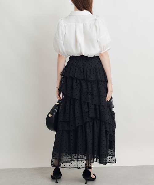 PICCIN PERLA(ピッチンペルラ)の「フロッキードットティアードチュールスカート(スカート・レディース・ブラック・M)」の9枚目の写真