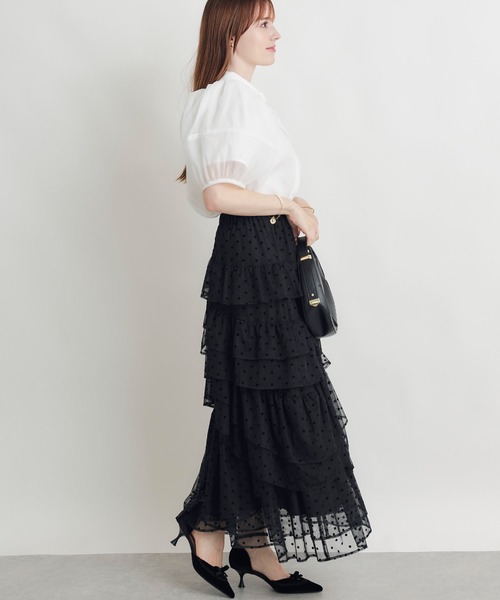 PICCIN PERLA(ピッチンペルラ)の「フロッキードットティアードチュールスカート(スカート・レディース・ブラック・M)」の8枚目の写真