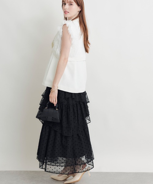 PICCIN PERLA(ピッチンペルラ)の「フロッキードットティアードチュールスカート(スカート・レディース・ブラック・M)」の11枚目の写真