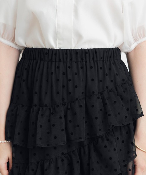 PICCIN PERLA(ピッチンペルラ)の「フロッキードットティアードチュールスカート(スカート・レディース・ブラック・M)」の12枚目の写真