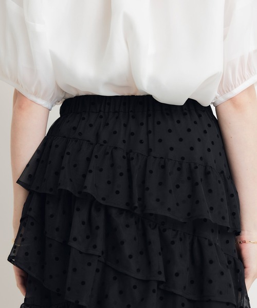 PICCIN PERLA(ピッチンペルラ)の「フロッキードットティアードチュールスカート(スカート・レディース・ブラック・M)」の13枚目の写真