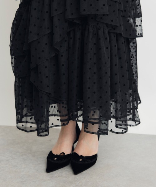 PICCIN PERLA(ピッチンペルラ)の「フロッキードットティアードチュールスカート(スカート・レディース・ブラック・M)」の14枚目の写真
