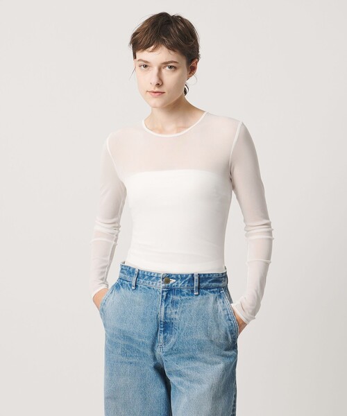 LOEFF(ロエフ)の「<LOEFF>チュール ボディスーツ(Tシャツ/カットソー・レディース・ホワイト/ブラック・FREE)」の4枚目の写真