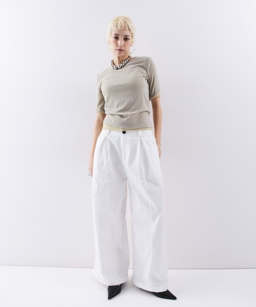 HANNE(アン)の「ローライズタックワイドパンツ(その他パンツ・レディース・ホワイト/ベージュ/ブラック・S/M)」の21枚目の写真