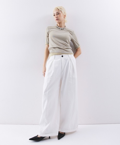 HANNE(アン)の「ローライズタックワイドパンツ(その他パンツ・レディース・ホワイト/ベージュ/ブラック・S/M)」の22枚目の写真
