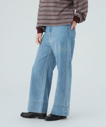 センタープレス ワイド デニム パンツ