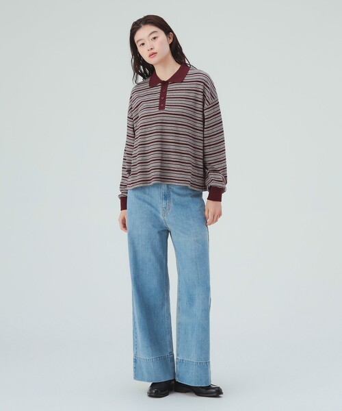 BEAMS HEART(ビームスハート)の「センタープレス ワイド デニム パンツ(デニムパンツ・レディース・インディゴブルー/ブラック/ライトブルー・SMALL/MEDIUM)」の9枚目の写真