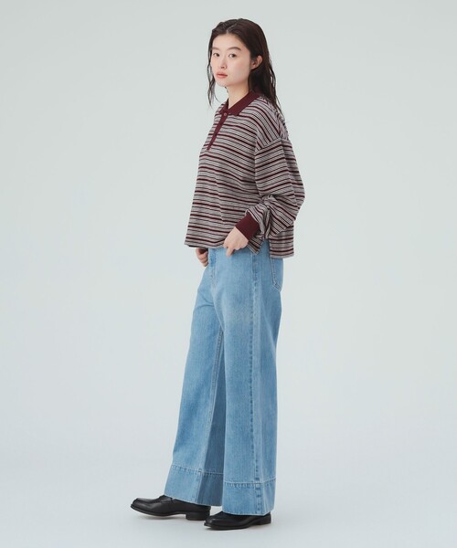 BEAMS HEART(ビームスハート)の「センタープレス ワイド デニム パンツ(デニムパンツ・レディース・インディゴブルー/ブラック/ライトブルー・SMALL/MEDIUM)」の10枚目の写真