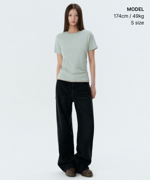 MUSINSA STANDARD WOMAN（ムシンサスタンダードウーマン）の「ウィメンズベーシッククルーネックTシャツ[ペールミント]（Tシャツ/カットソー・レディース・その他・SMALL/MEDIUM/LARGE/X-SMALL）」の2枚目の写真