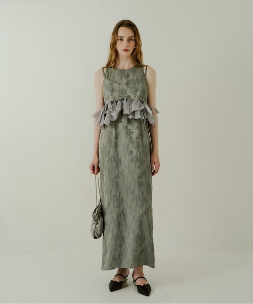 最終値下げ【ラスト1点】LE'RURE リルアー ドレス Knot frill bustier jacquard dress（ドレス）｜LE'RURE（リルアー）の