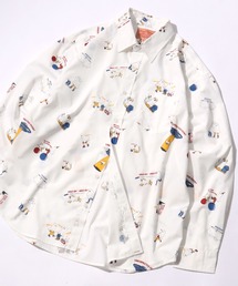 Ghost ＆ Animal Embroidery Broadcloth Shirt/ゴースト＆アニマル 総柄プリント ブロードシャツ 長袖シャツ