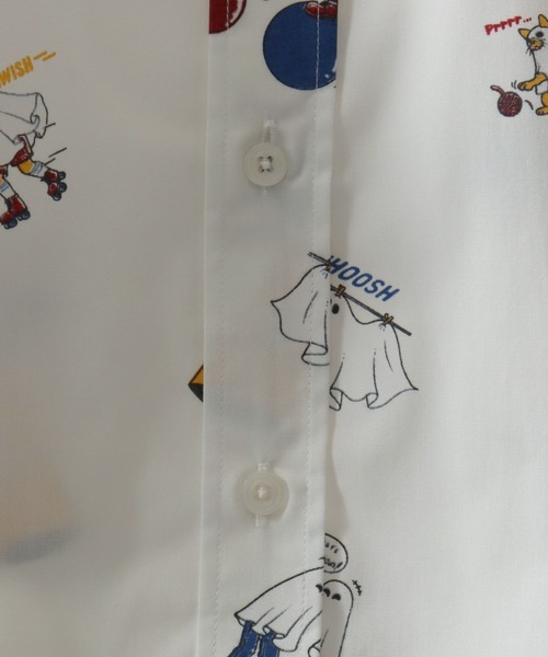 SITRY(シトリー)の「Ghost & Animal Embroidery Broadcloth Shirt/ゴースト&アニマル 総柄プリント ブロードシャツ 長袖シャツ(シャツ/ブラウス・メンズ・ストライプ/ブルー/ホワイト/ブラック・M/LL/L)」の13枚目の写真