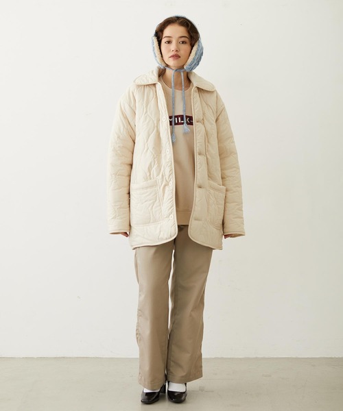 MILKFED.(ミルクフェド)の「CHECKERED BAR LOGO SWEAT TOP(スウェット・レディース・ブラック/オフホワイト/アッシュ・M/L)」の12枚目の写真