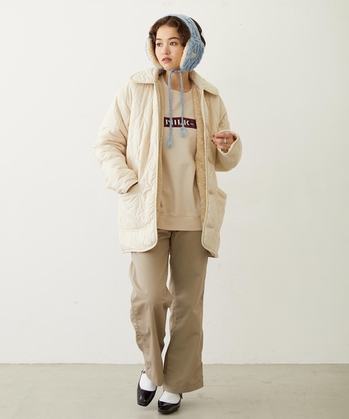 MILKFED.(ミルクフェド)の「CHECKERED BAR LOGO SWEAT TOP(スウェット・レディース・ブラック/オフホワイト/アッシュ・M/L)」の13枚目の写真