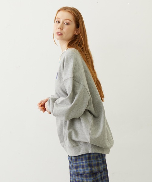 MILKFED.(ミルクフェド)の「CHECKERED BAR LOGO SWEAT TOP(スウェット・レディース・ブラック/オフホワイト/アッシュ・M/L)」の4枚目の写真
