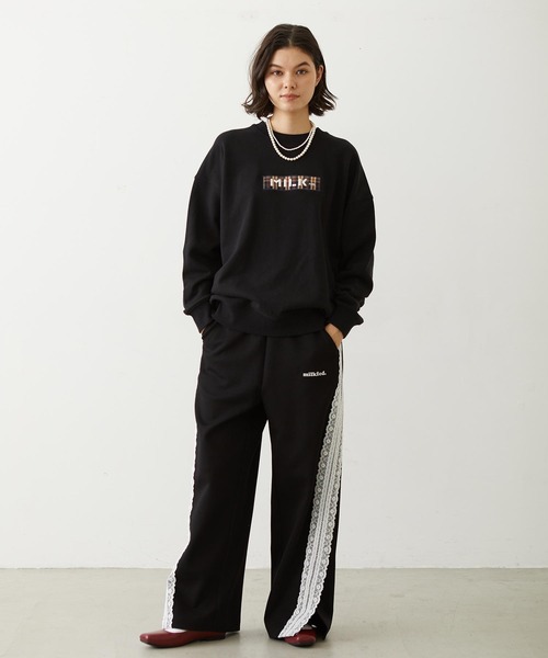 MILKFED.(ミルクフェド)の「CHECKERED BAR LOGO SWEAT TOP(スウェット・レディース・ブラック/オフホワイト/アッシュ・M/L)」の22枚目の写真