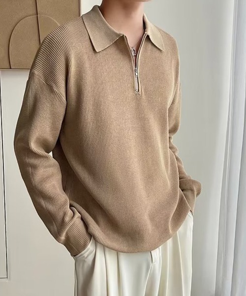 KELVIN（ケルヴァン）の「Knit Zip Polo ニットジップポロ（ニット/セーター・メンズ・グレー/ブラック・MEDIUM/LARGE）」の10枚目の写真