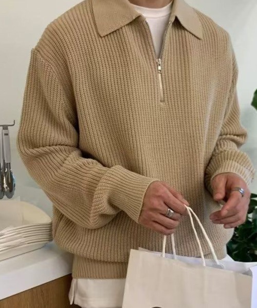 KELVIN（ケルヴァン）の「Knit Zip Polo ニットジップポロ（ニット/セーター・メンズ・グレー/ブラック・MEDIUM/LARGE）」の11枚目の写真