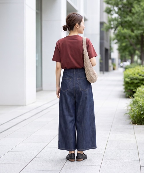 STYLE DELI(スタイルデリ)の「【内ゴム入り】薄手で柔らかデニムガウチョパンツ(デニムパンツ・レディース・ネイビー・S/M/L)」の5枚目の写真