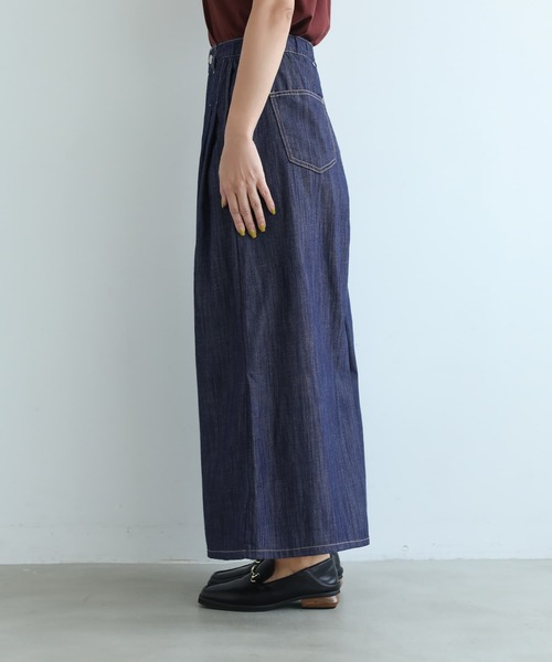 STYLE DELI(スタイルデリ)の「【内ゴム入り】薄手で柔らかデニムガウチョパンツ(デニムパンツ・レディース・ネイビー・S/M/L)」の7枚目の写真