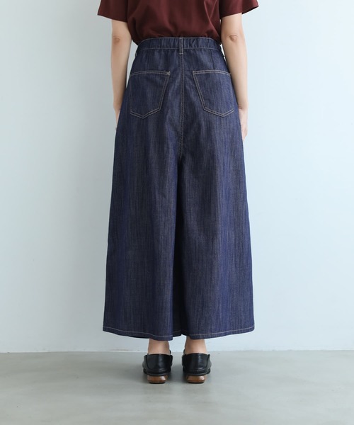 STYLE DELI(スタイルデリ)の「【内ゴム入り】薄手で柔らかデニムガウチョパンツ(デニムパンツ・レディース・ネイビー・S/M/L)」の8枚目の写真