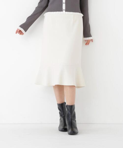 NATURAL BEAUTY BASIC（ナチュラルビューティーベーシック）の「マーメイドミディスカート（スカート・レディース・ライトグリーン/ブラック/オフホワイト・SMALL/MEDIUM）」の2枚目の写真