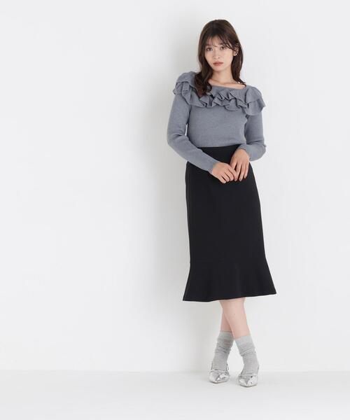 NATURAL BEAUTY BASIC（ナチュラルビューティーベーシック）の「マーメイドミディスカート（スカート・レディース・ライトグリーン/ブラック/オフホワイト・SMALL/MEDIUM）」の9枚目の写真