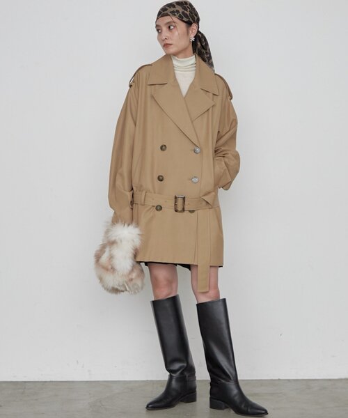 LOUNGEDRESS(ラウンジドレス)の「ミドルトレンチコート 秋服(トレンチコート・レディース・ベージュ・FREE)」の4枚目の写真