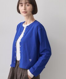 【秋羽織り/洗える/6色展開】リングスナップミニ裏毛カーディガン