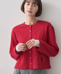 【秋羽織り/洗える/6色展開】リングスナップミニ裏毛カーディガン