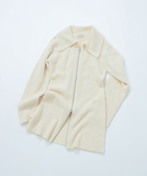 Ray BEAMS(レイビームス)の「ジップ ポロニット ミニ ワンピース(ワンピース・レディース・ブラック/オフホワイト・ONE SIZE)」の2枚目の写真