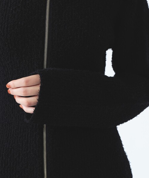 Ray BEAMS(レイビームス)の「ジップ ポロニット ミニ ワンピース(ワンピース・レディース・ブラック/オフホワイト・ONE SIZE)」の3枚目の写真