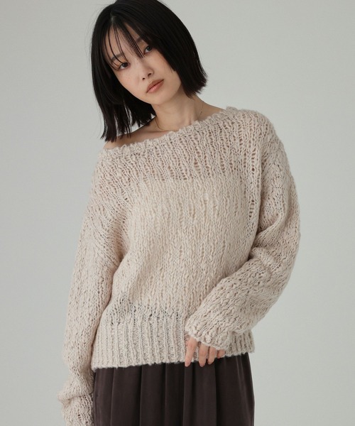 BABYLONE(バビロン)の「2WAYローゲージニット(ニット/セーター・レディース・ピンク/オフホワイト/チャコール・フリー)」の3枚目の写真