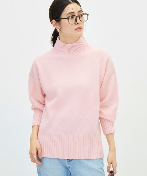 NOLLEY’S Sophi(ノーリーズソフィ)の「カシミヤ混紡毛ハイネックプルオーバー(ニット/セーター・レディース・オフホワイト/グレー/ベビーピンク/ライトグリーン/サックスブルー・38)」の5枚目の写真