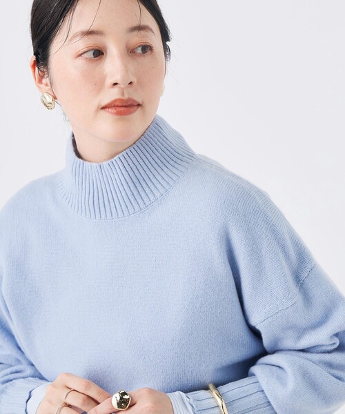 NOLLEY’S Sophi(ノーリーズソフィ)の「カシミヤ混紡毛ハイネックプルオーバー(ニット/セーター・レディース・オフホワイト/グレー/ベビーピンク/ライトグリーン/サックスブルー・38)」の4枚目の写真