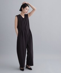 【es】ストレッチVネックオールインワン《洗える》