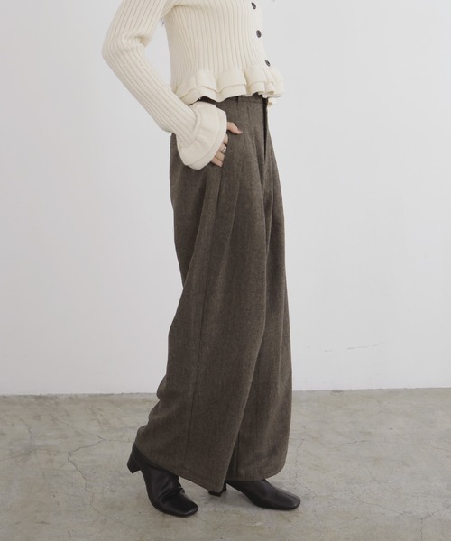 LIAN(リアン)の「【セットアップ対応】ミックスツイードタックワイドパンツ(その他パンツ・レディース・チャコールグレー/ベージュ・FREE)」の11枚目の写真