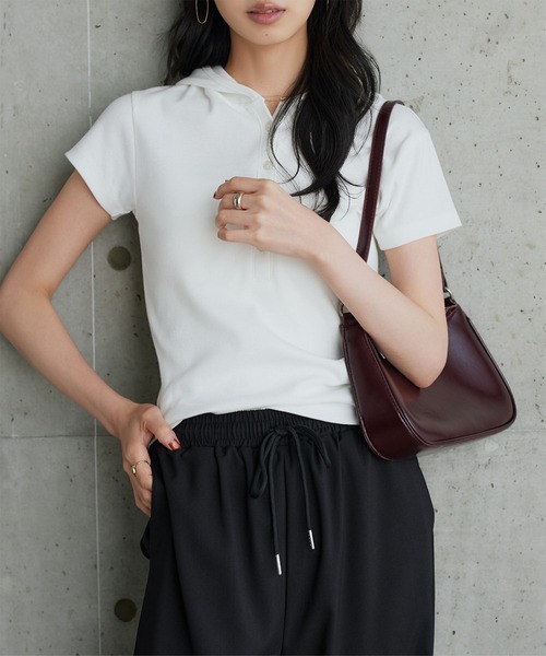 KOBE LETTUCE(コウベレタス)の「フーデッドリブTシャツ(Tシャツ/カットソー・レディース・ブラック/グレー/ブラック系/ホワイト系/オフホワイト/グレー系・M/M1)」の8枚目の写真