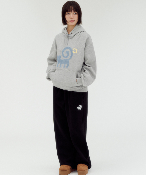 ambler(エムブラー)の「STAR CURLY CAT アップリケ刺繍ドローストリングワイドスウェットパンツ AP1004 (ブラック)(スウェットパンツ・レディース・その他・SMALL/MEDIUM/LARGE)」の2枚目の写真