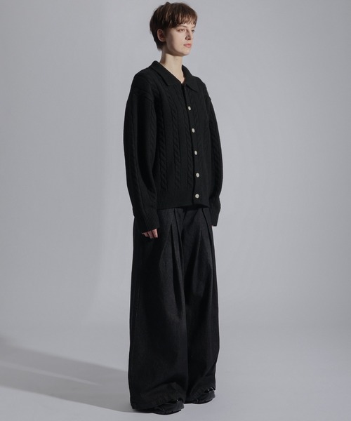ELLUV(エルブ)の「【ELLUV/エルヴ】ウールミックス ショート丈ケーブルニットシャツ(シャツ/ブラウス・メンズ・ブラック/チャコールグレー/ダークブルー・L/M/S)」の17枚目の写真