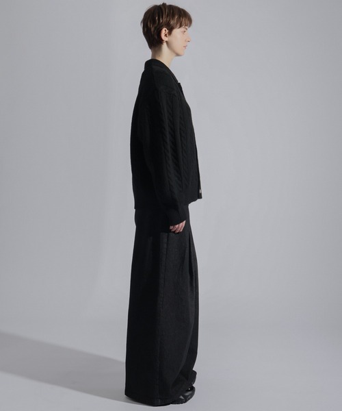ELLUV(エルブ)の「【ELLUV/エルヴ】ウールミックス ショート丈ケーブルニットシャツ(シャツ/ブラウス・メンズ・ブラック/チャコールグレー/ダークブルー・L/M/S)」の18枚目の写真